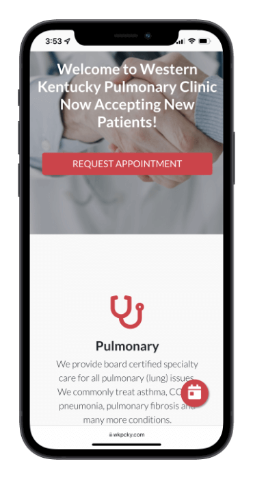 Clinic website example on mobile device